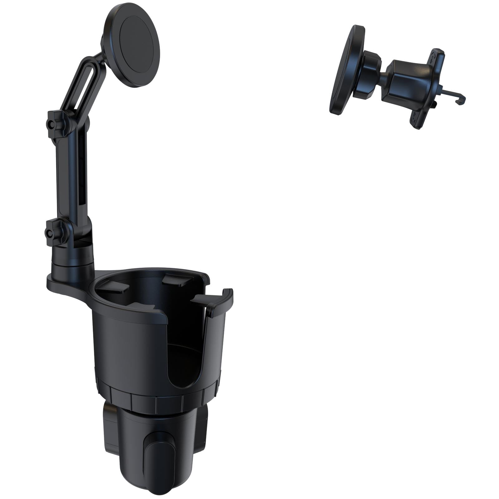Car Cup Holder Phone Mount, Cuxwill 2 Pack Magnetic Cell Phone Car Truck Mount with Air Vent & Cup Holder Expander Adjustable Base [ 20 X N52 Magnet ], for iPhone 15 14 13 & All Smartphone