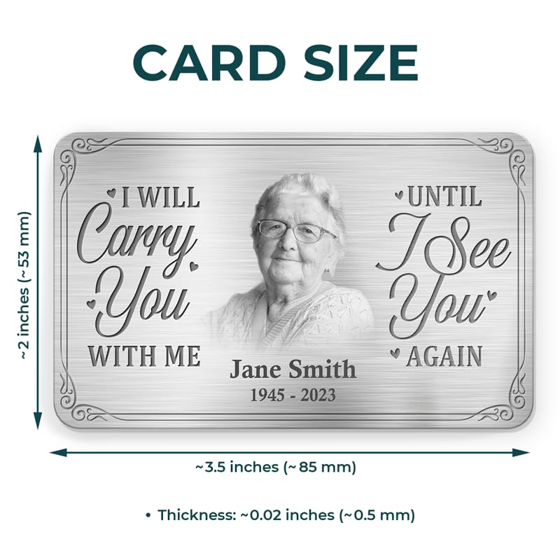 DOPTIKA Until I See You Again Personalized Wallets Memorial Gifts For Passed Loved Ones, Custom Wallet Picture For Loss Of Mother Father Sympathy Gift, Women Men Metal Wallets Insert with Photo3