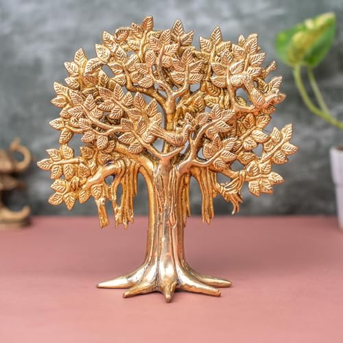The Advitya Brass Kalpavriksha Tree for Home Decor | Feng Shui Vastu Showpiece for Wealth & Prosperity | Decorative Item for Office Desk, Living Room 