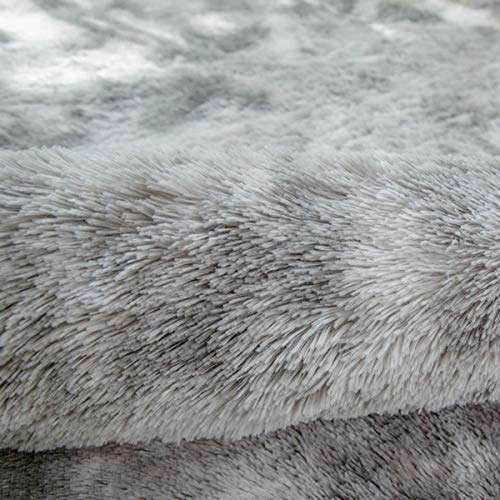 Tinyboy-hbq Area Rugs Fluffy Bedroom Carpet Soft Floor Mat Anti-Slip Living Room Rugs Shaggy Plush Carpets for Living Room Home Decor (80 * 120cm, Grey white) - Image 5