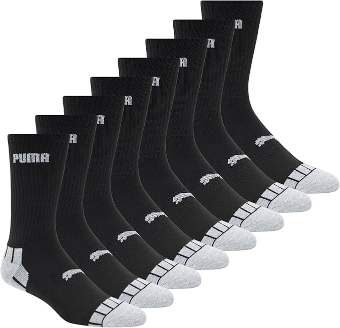 PUMA Men's 6 Pack Crew Socks (Black Color Logo 2, Large, l)
