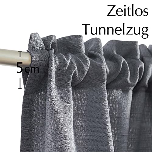 TOPICK Scheibengardinen Küchen Gardinen Blickdicht H90xB65 cm 2er Set Grau – Ansicht 6