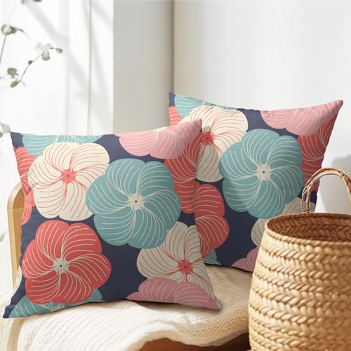 PAKAZA クッションカバー 花提灯風のデザイン 和モダンの融合 和風 和柄 文様 新年 禅 雅 繊細 調和 シンプル 50×50cm 2枚セット 結婚祝い 旅館 和カフェ 冬 茶室 和室 おしゃれ ギフト 父の日 母の日 誕生日 インテリア 展示 ホテ