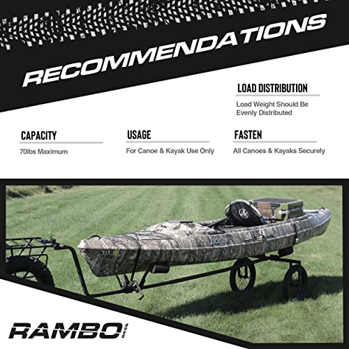 Rambo Bikes Canoe And Kayak Trailer Cart - Heavy-Duty Kayak Cart With 300Lbs Maximum Capacity - Extendable Bike Trailer - Adjustable Steel Frame, Padded Contact Points, 16"X3" Wheels For Any Terrain #TOP6