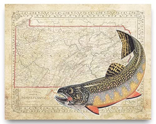 Apple Creek Pennsylvania State Map Brook Trout Unlimited Fly Fishing Art Print 11X14 Rainbow Brown Cabin Decor Pictures cover