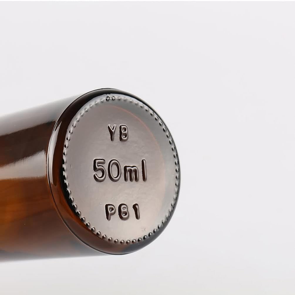 TIANZD 24 Pieza 50ml Marrón Botellas de Cristal con Pipeta, 50 ml Frasco Cuentagotas Cristal con Tapón de Rosca Negro, Botella de Vidrio con Cuentagotas para Aceite Esencial Aromaterapia