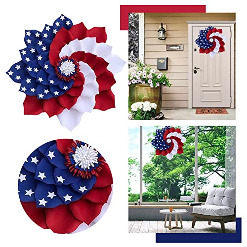 4Th Of July Wreath Patriotic Door Wreath, Fourth Of July Wreath Front Door Independence Memorial Day Decor American Flag Wreath Decor Hanging Garland For Home Wall Porch Holiday Decor Supplies #TOP2