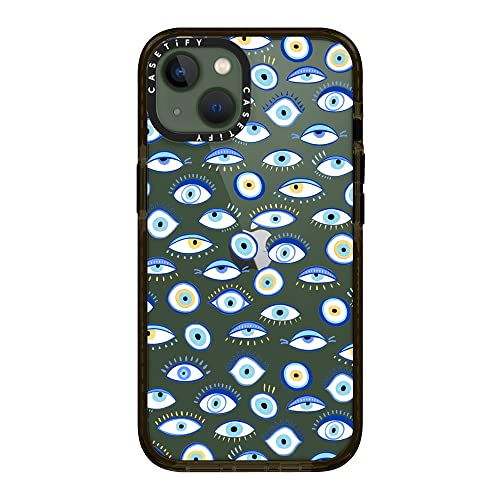 Casetify Impact Case For Iphone 13 - Blue All Seeing Eye Summer Holiday Pattern - Clear Black #TOP7