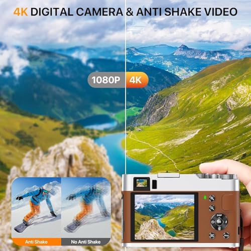 Image of 4K Digital Camera for Photography, 48MP Autofocus Vlogging Cameras with 16X Digital Zoom, 2.8 inch LCD Point and Shoot Camera for YouTube, Anti-Shake Compact Cameras with 32GB Micro SD Card & 2 Batteries