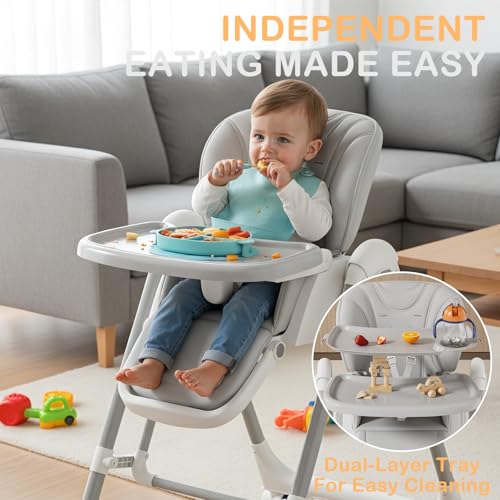 Image of 3-in-1 Foldable High Chairs for Babies and Toddlers with Rocking Mode