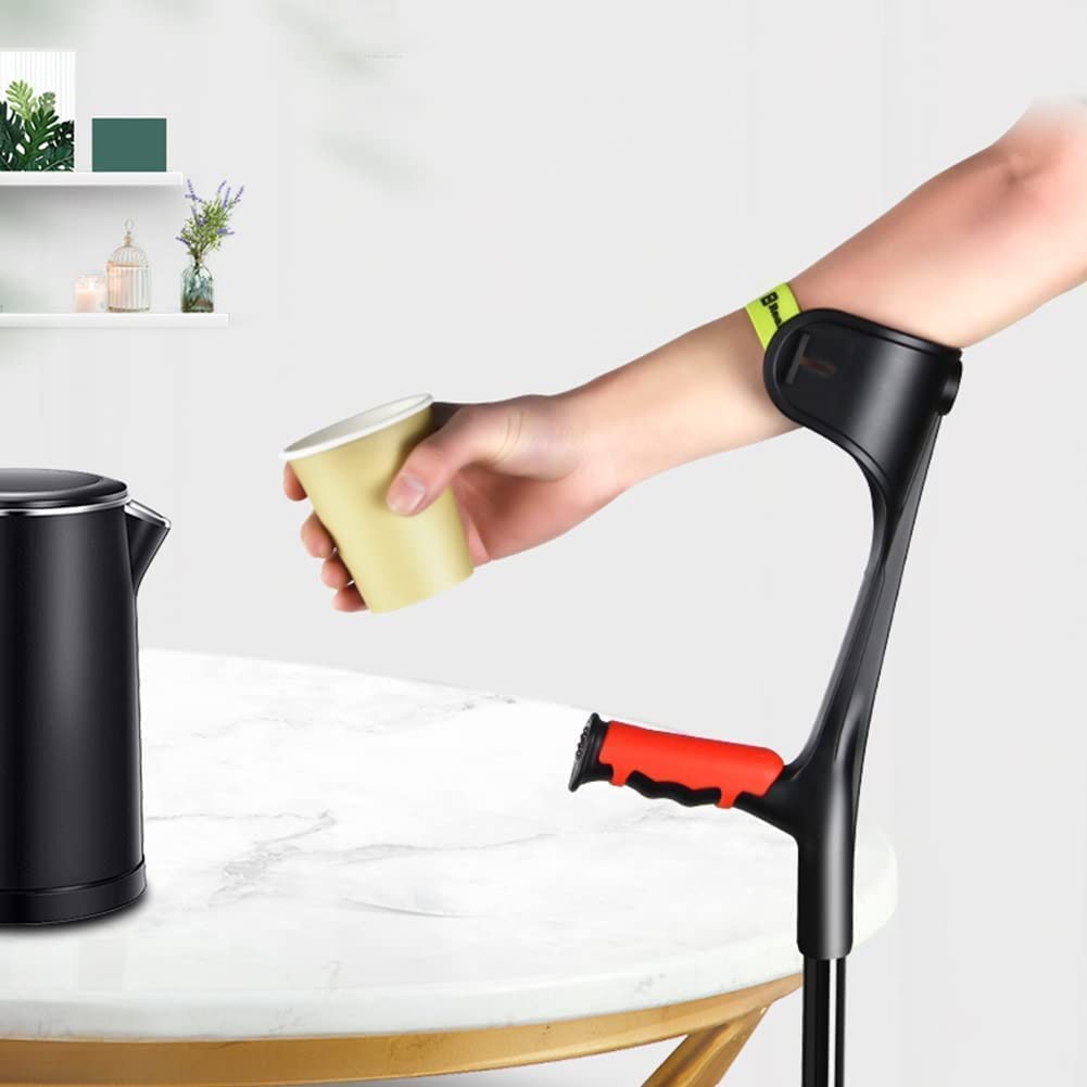 PAASHE Muletas de Aluminio Bastones para Caminar de Altura Ajustable de 10 Niveles Bastón para Caminar Plegable Bastón para Caminar en Forma de U Bastones para Descansar el Codo