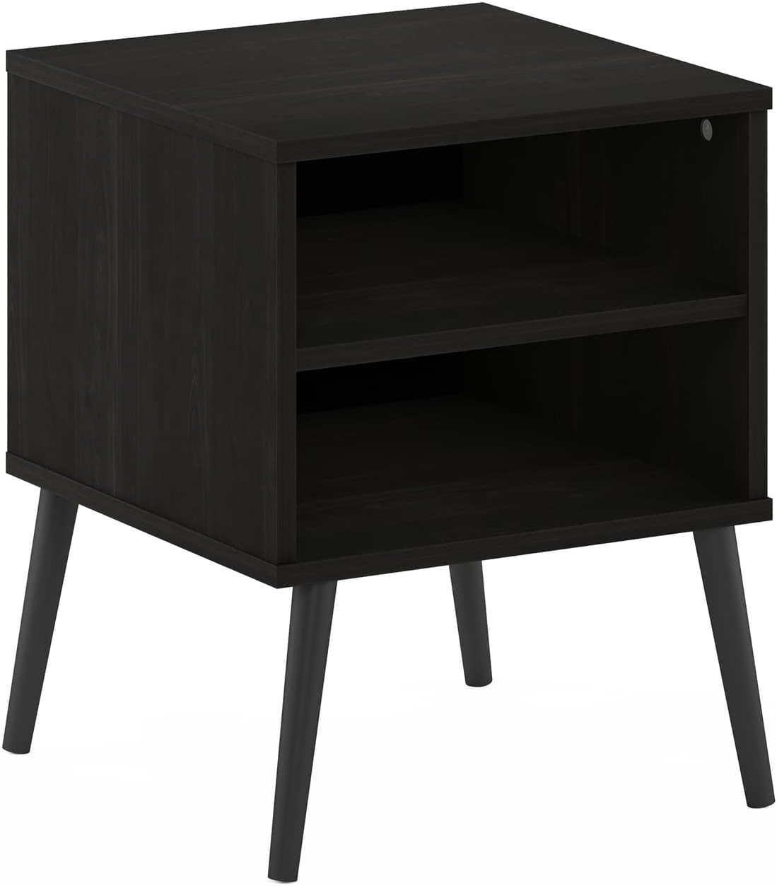 Furinno Claude Mid Century Style Nightstand with Wood Legs, 15.55 (D) x 15.55 (W) x 20.16 (H) inches, Espresso