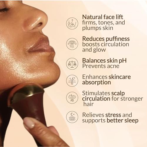 Image of Ohria Ayurveda 2-in-1 Kansa Face & Head Massage Wand with Teakwood Handle | Natural Facial Lift Tool for Firming, De-Puffing, Acne Balance & Relaxation | All Skin Types