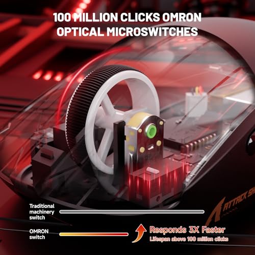 Image of ATTACK SHARK X8 Ultimate Wireless Gaming Mouse,PAW3950MAX 42K DPI Sensor,Nordic 54L15 MCU,Wireless /Wired Dual 8K Polling,Optical Switch,59g Lightweight 2.4GHz /BT /Wired Mice with Coiled Cable-Black