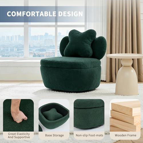 Sillón giratorio con almacenamiento terciopelo verde miniatura 4