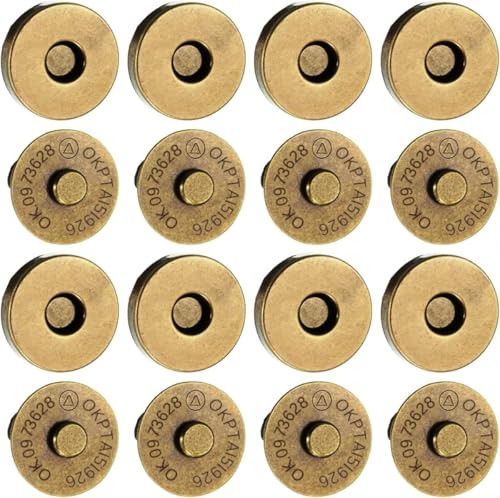 Image of Nimida Magnetic Button Snaps Clasps Fasteners Closure 18 mm for Sewing, Clutch, Purses, Tote, Handbags, Clothes, Leather Bags (50, Antique)
