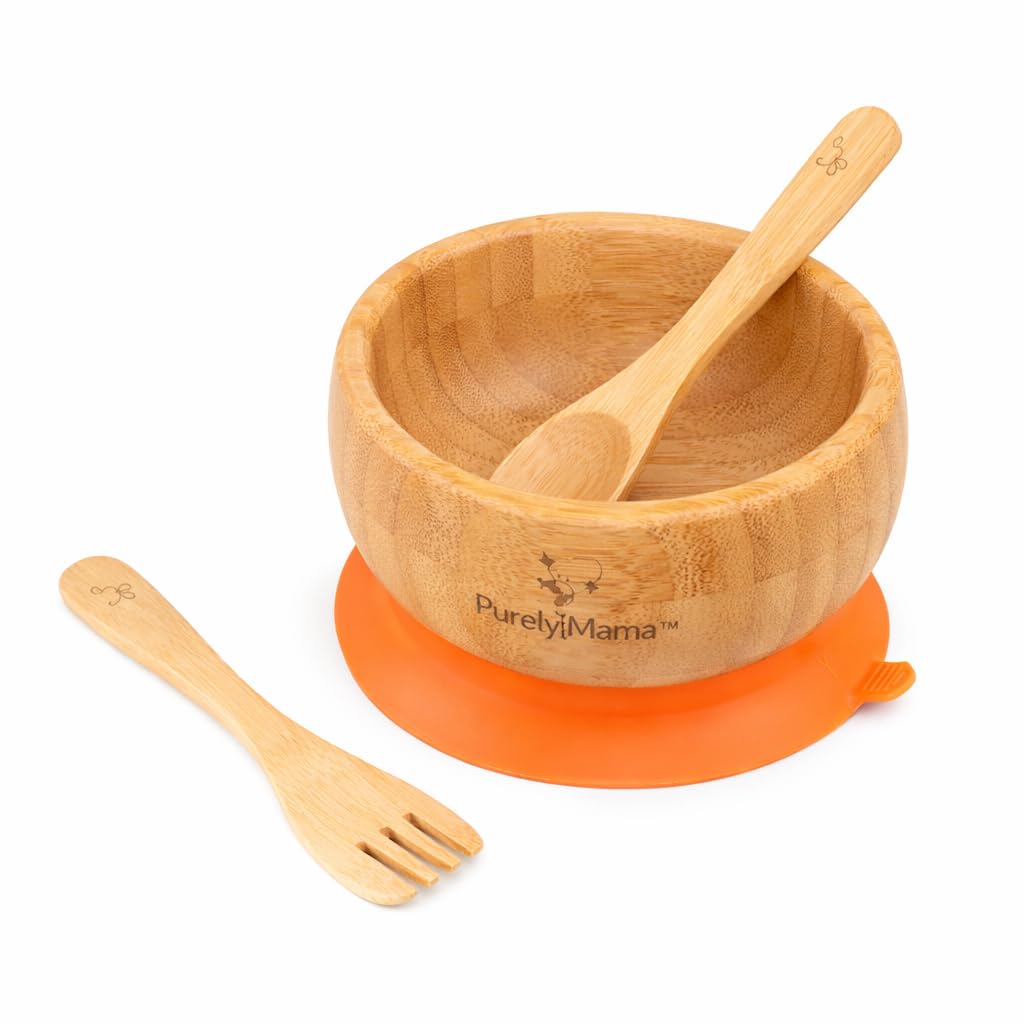 PURELY MAMA - Bamboo Suction Bowl for Toddler and Kids Led Weaning | BPA Free, Plastic Free, Eco-Friendly & Organic | Secure Silicone Base | Easy to Clean, Durable & Safe for Self-Feeding-image-25