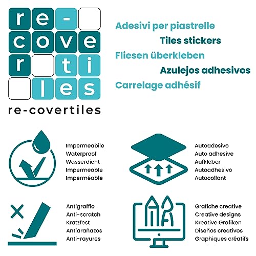 RE-COVERTILES, Tile Stickers for Bathroom and Kitchen 10 Pcs 20x20 cm - Image 4