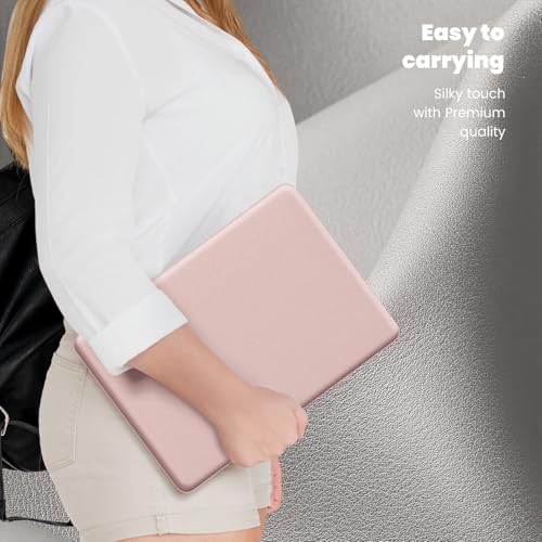 Image of ProElite Case for MacBook Air 13 inch M2 2025 /2024 M1 2021 2020 Release A2337 A2179 A1932 Model Touch ID, Slim Leather case with Foldable Stand, Pink
