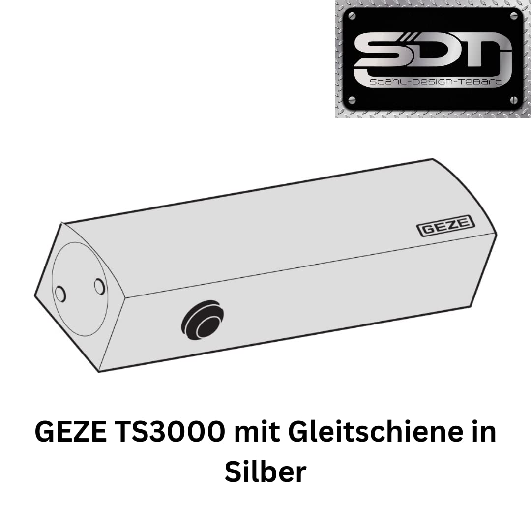stahl-design-tebart Geze TS 3000 V Cierrapuertas para aplicaciones versátiles, tamaño EN 1-4, paquete completo con riel deslizante plata EV1, nº:028348, SDT34669-001