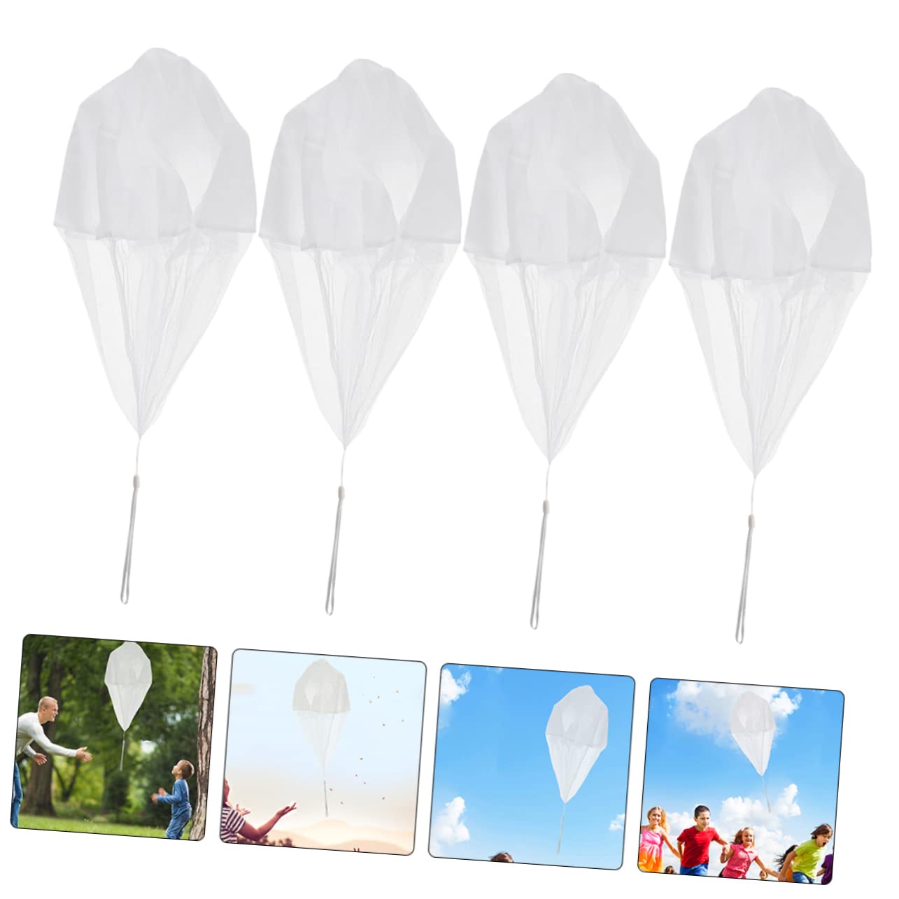 MOLUCKFU 4pcs Parachute with String Hand Throw Parachute Playthings for Outdoor Fun for Boys and Design for Easy Flying and Sharing