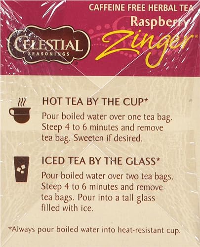 Celestial Seasonings HWZIV6-2392 Raspberry Zinger Herbal Tea, Caffeine Free, 20 Tea Bags Box thumb #4