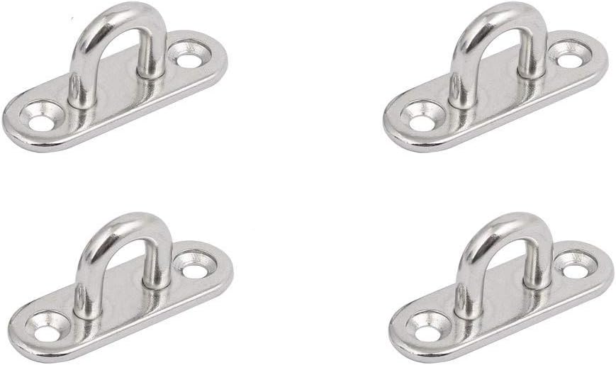 4pcs Stainless Steel Wall Mount Hook/Pad Eye 304 Stainless Steel 5mm -8mmThick Ring Oblong Sail Shade Pad Eye Plate (M5)
