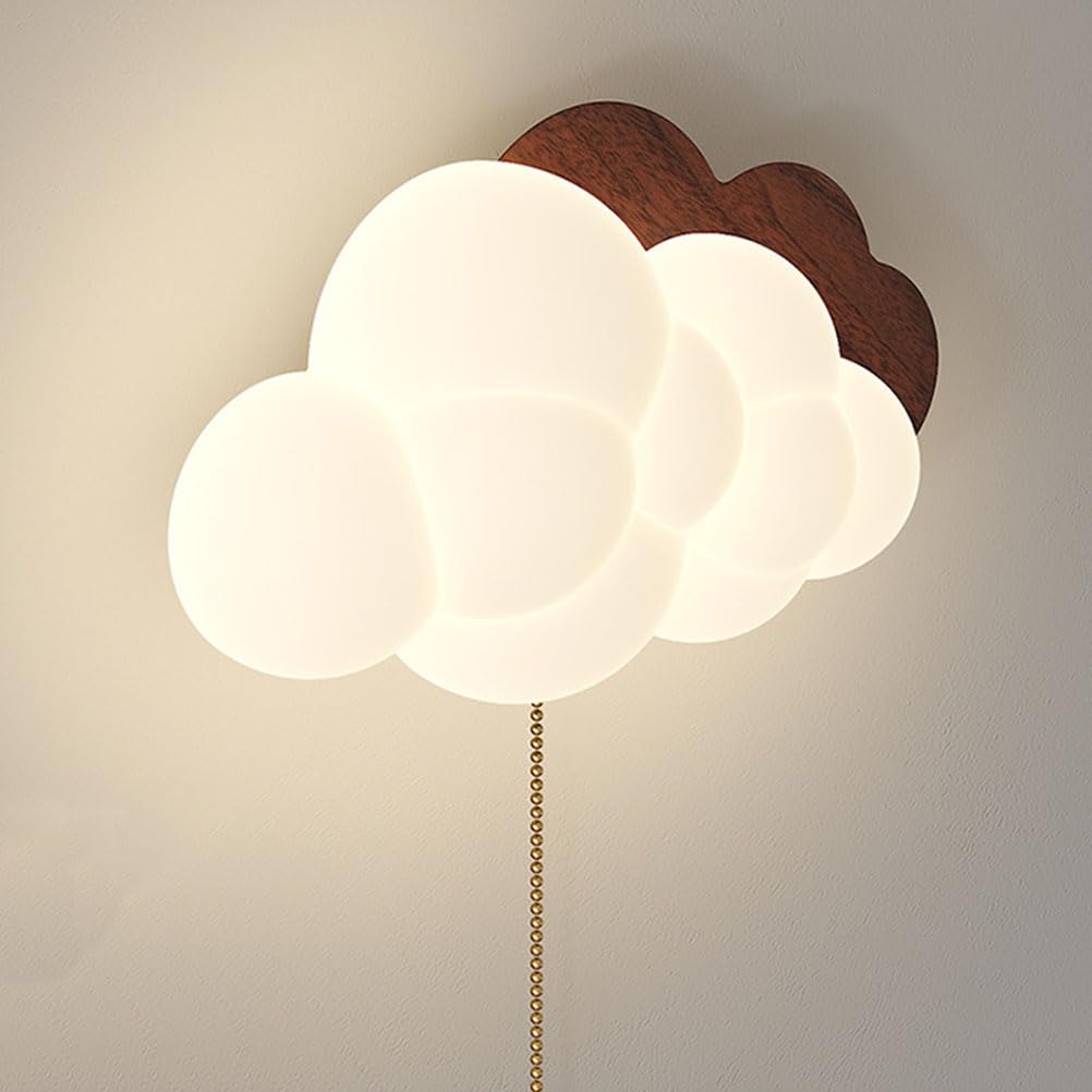 EaEa LED Wandlampe Kinderzimmer Mädchen mit Schalter, 12W Wolken Wandleuchte Kinder Jungen 3000K/4500K/6000K Kreativ Holzoptik Nachttischlampe Wand Nachtlicht für Schlafzimmer Babyzimmer Wohnzimmer
