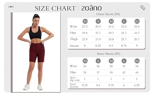 Zoano Biker Shorts With Pockets Womens Athletic Shorts 3D Padded Mtb Short Outdoor Burgundy S #TOP4