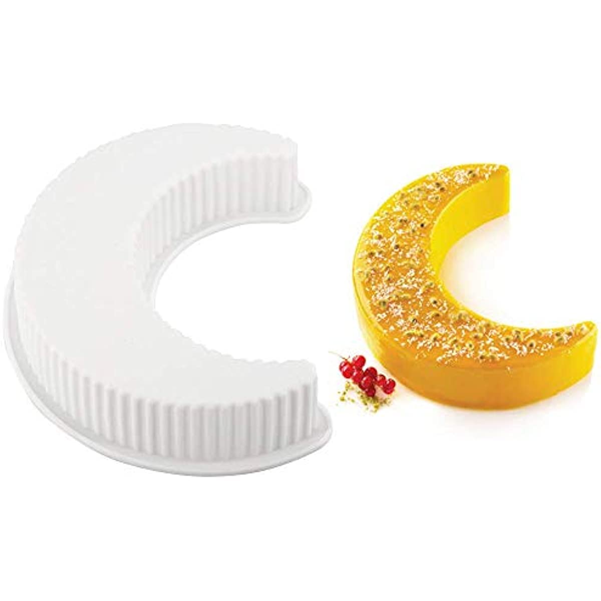 3D Moon Shape Silicone Cake Mold, Crescent Moonlight Sonata Mousse Cake Pan Bread Pizza Baking Mold Kitchen Bakeware Tools