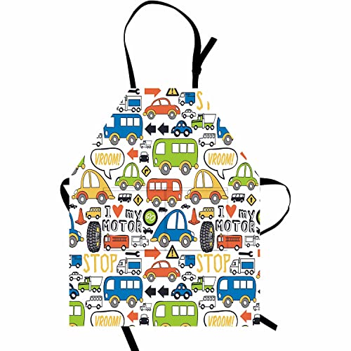 Mizsye Cartoon Vehicle Boy Apron Car Blue Bus Girl Apron Men Women Cooking Chef Apron Adjustable Waterproof Bib For Gardening Hand Cooking Boy Girl Gift 26.5X33.1Inch Wqyyms10 #TOP6