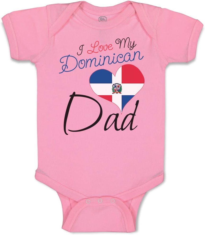 Cute Rascals Baby Bodysuit I Love My Dominican Dad Boy & Girl Baby Clothes Funny Cotton Soft Pink Design Only 18 Months