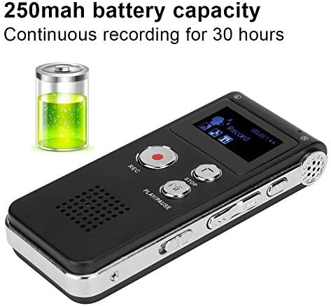 Ciglow Digital Voice Recorder with a battery icon indicating 250mAh capacity and 30 hours continuous recording