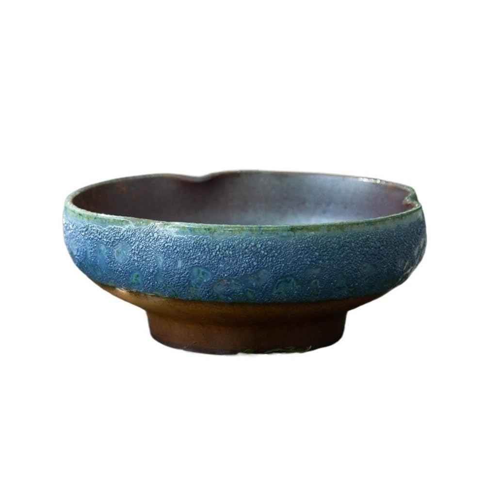 HLHLOP777 Flower Pot Multi Functional Blue Ceramic Pot Platter, Large Caliber Retro Circular Plant, 25 * 10cm House Plants, Succulents, Flowers