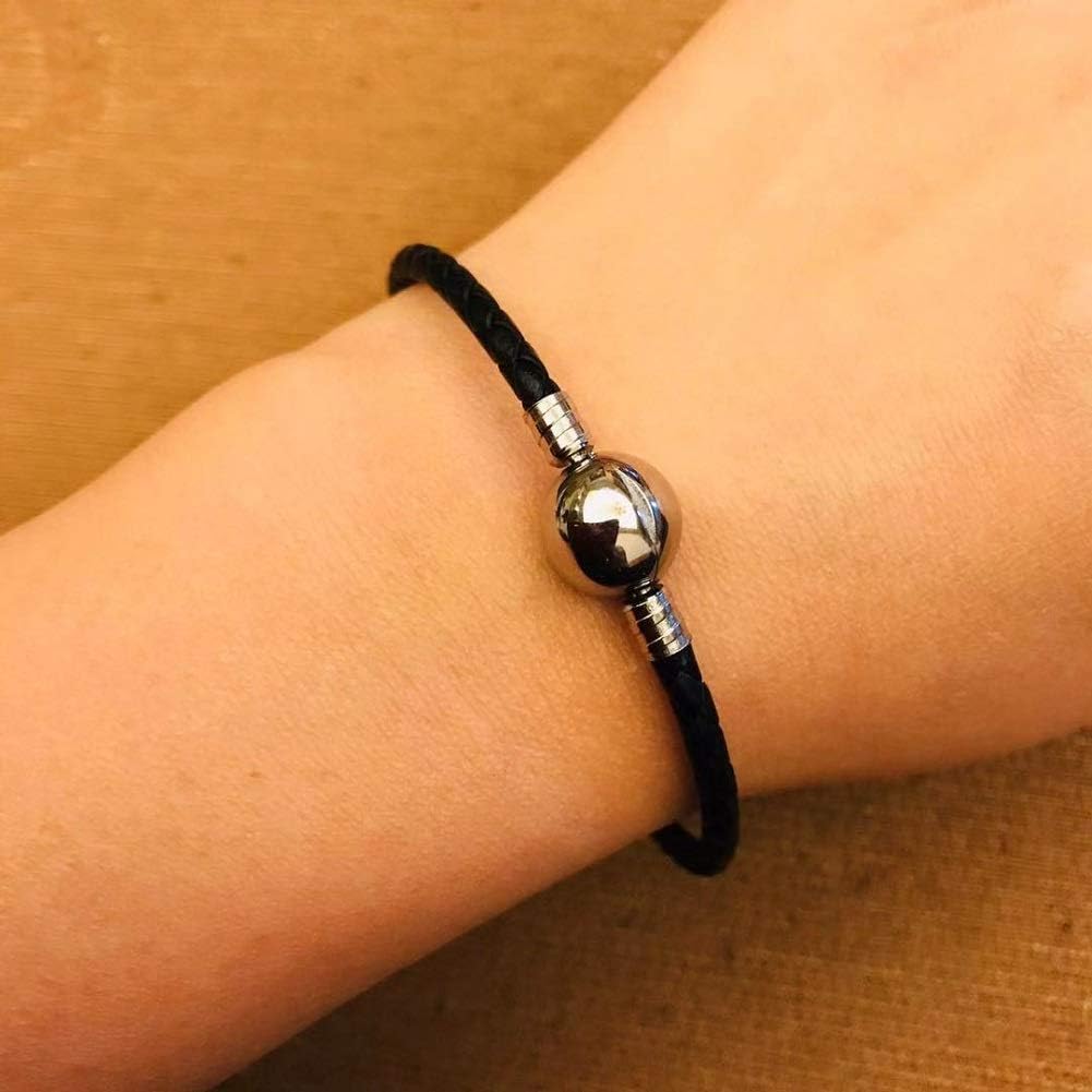 JMQJewelry Leather Stainless Steel Chain Womens Bead Charm for Bracelets Men Girl Jewelry 18.8cm 7.4inches Daughter Mother Grandma Jewelry - Image 2