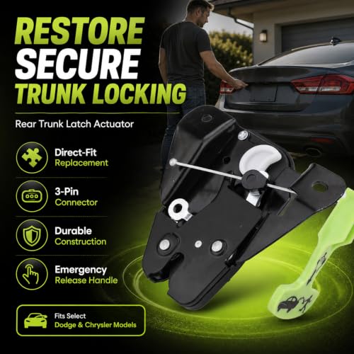 Image of Yinlowa Rear Trunk Latch Actuator for Dodge Charger, Chrysler 300, 931-714 | Fits 2005-2018 Chrysler and 2006-2018 Dodge Cars; Replaces 5056244AA /AB /AC /AD; 3-Pin Rear Decklid Latch