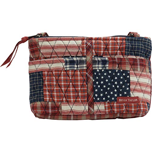 Bella Taylor Revere Essentials Quilted Cotton Country Patchwork Wallet Crossbody Purse; Classic Red, Navy and Soft White