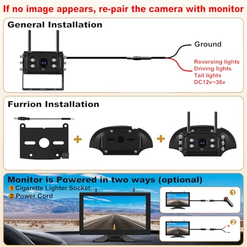 Image of 10 inch Wireless Backup Camera System for RV /Truck /Trailer, 4-Channel IPS Touch Screen Monitor, Dual HD 1080P IP69K Waterproof Cameras, IR Night Vision, Easy Installation for Camper & Trailer