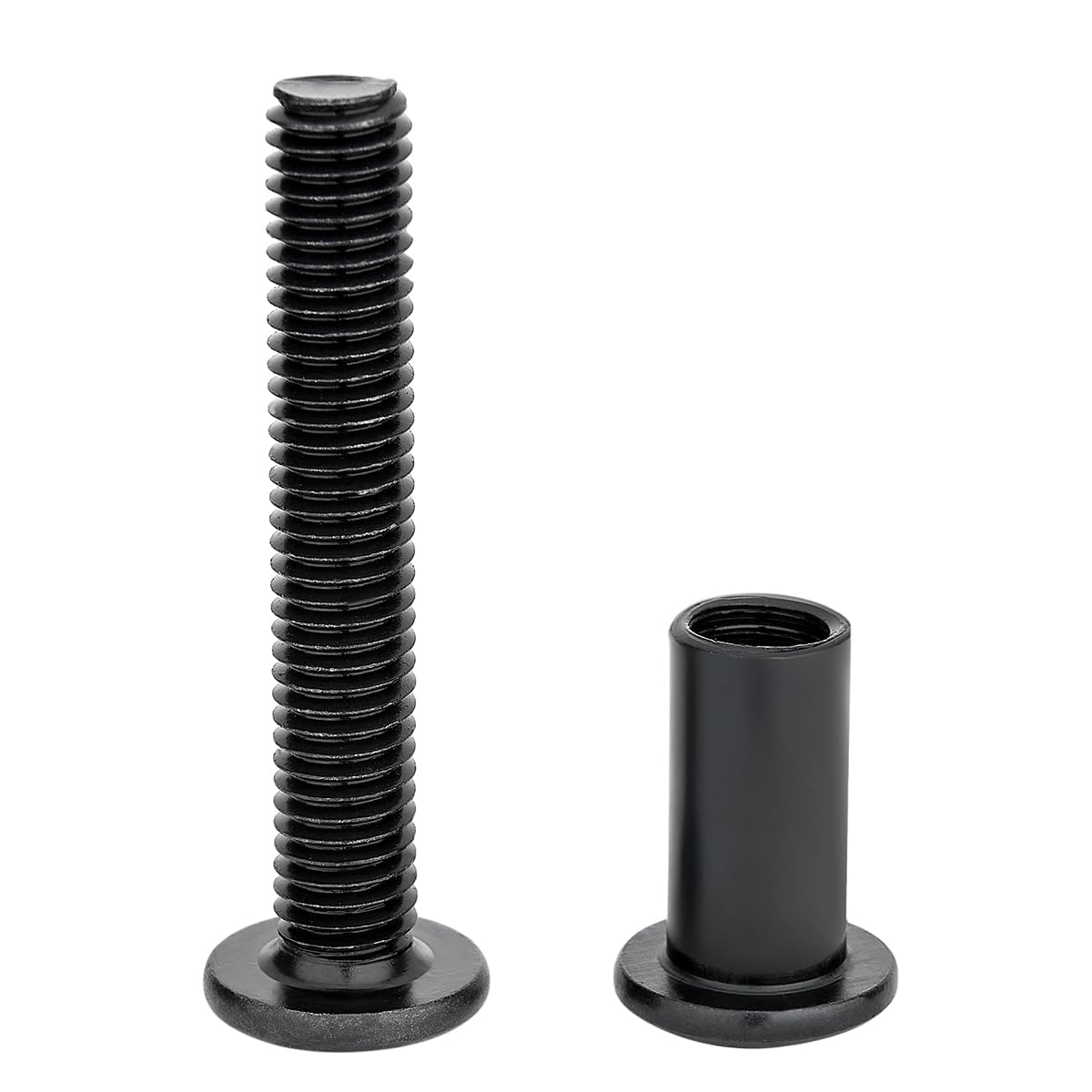 100 Pcs M8x50mm Furniture Bolts Black Hex Screws and Barrel Nuts Kit Binding Post Screw for Furniture Connector Bolts Bunk Bed and Wood Working Tools(Black)