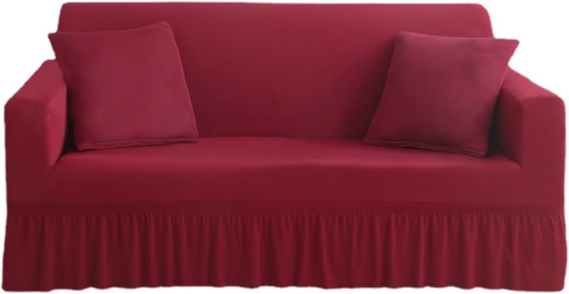 KAIJIE Elastic 2-Person seat Sofa Cover,Soft Skirt Cover Suitable for All Seasons Made of Polyester Fabric Modern Furniture Protective Cover, Gray