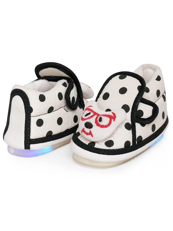 CHIU Led Chu-Chu Black Polka Print Shoes with Double Strap for Baby Boys & Baby Girls (for 12-15 Months, 15-18 Months, 18-21 Months, 21-24 Months) 6 51LmD 1wOgL