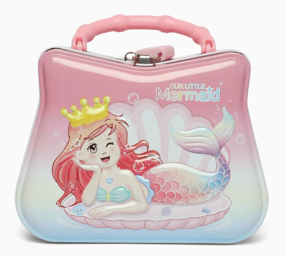 Image of Sajani Cute Cartoon Creative Portable Piggy Bank, Money Saving Box with Combination Lock, Mini Coin Bank Gifts for Boys and Girls, Best Return Gifts for Kids (Pack of 1) (Mermaid - Pink)