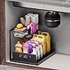 Ceetug Under Sink Organizers and Storage 2 Tier Slide Out Kitchen Cabinet Organizer Sturdy Metal Bathroom Storage (Black, 1 Pack)