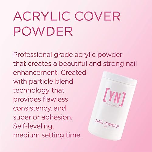 Young Nails Acrylic Cover Powder - Self-Leveling Acrylic Nail Powder, Clear Nude Pink White Acrylic Powder for Nail Extenstion, Professional Grade, Superior Adhesion, Color - Cherry Blossom, 45g