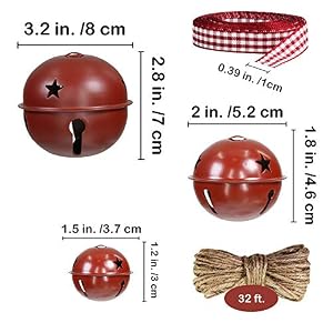 Winlyn 30 Pcs Burgundy Jingle Bells with Star Cutouts Christmas Metal Sleigh Bells Rustic Craft Bells for Christmas Tree Wreath Garland Ornaments Holiday DIY Decorations Assorted Sizes 1.6" 2.4" 3.5" Winlyn 30 Pcs Burgundy Jingle Bells with Star Cutouts Christmas Metal Sleigh Bells Rustic Craft Bells for Christmas Tree Wreath Garland Ornaments Holiday DIY Decorations Assorted Sizes 16 24 35