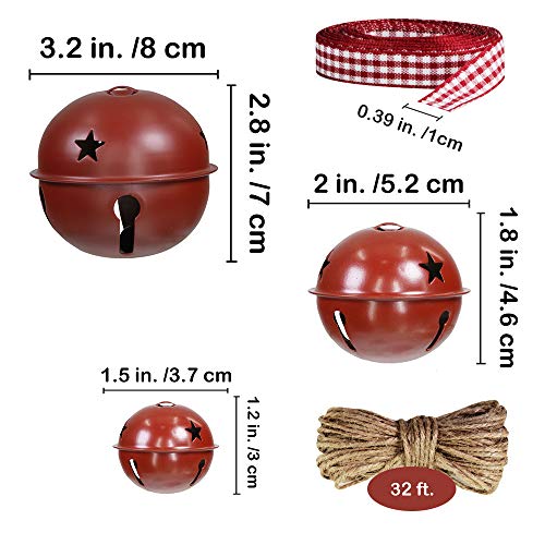 Winlyn-30-Pcs-Burgundy-Jingle-Bells-with-Star-Cutouts-Christmas-Metal-Sleigh-Bells-Rustic-Craft-Bells-for-Christmas-Tree-Wreath-Garland-Ornaments-Holiday-DIY-Decorations-Assorted-Sizes-16-24-35 Winlyn 30 Pcs Burgundy Jingle Bells with Star Cutouts Christmas Metal Sleigh Bells Rustic Craft Bells for Christmas Tree Wreath Garland Ornaments Holiday DIY Decorations Assorted Sizes 16 24 35