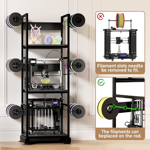 MILEFA 3DPrinter Stand with Filament Storage,3D Printer Rack with Power Outlet,Heavy-Duty 3D Print Storage Shelf for ABS/PLA/TPU Filament Spools,Perfect for 3D Printing Workshops,Carbon Fiber Black by MILEFA - Image 6