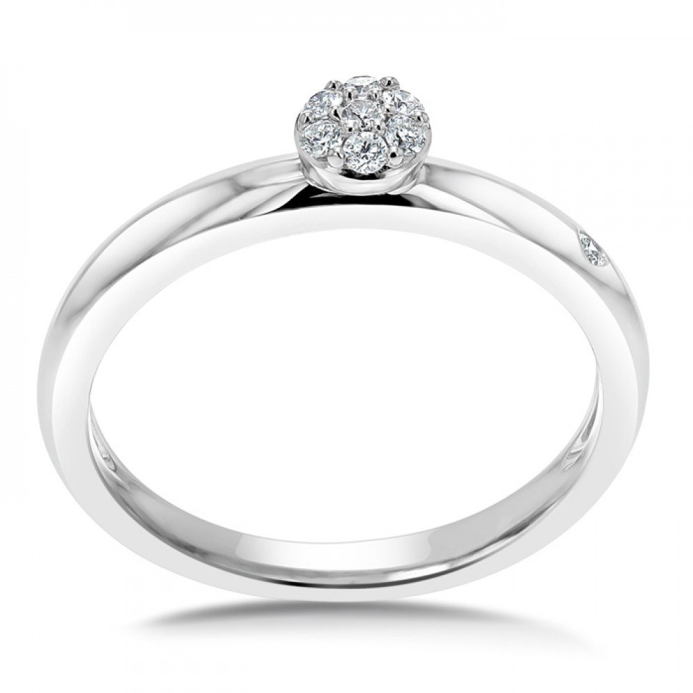 Diamond Ring for Women with Round Cut Diamonds and Invisible setting made in 14k White Gold (0.11 cts) - By Chris Jewels