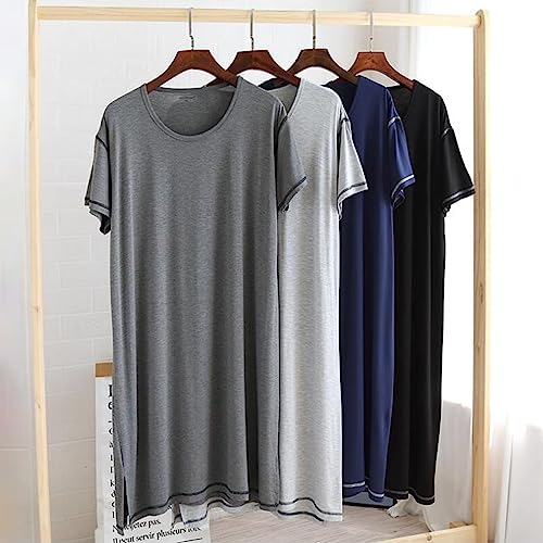 Vestido de noite masculino manga curta roupa de noite confortável camisas de noite soltas Henley Sle