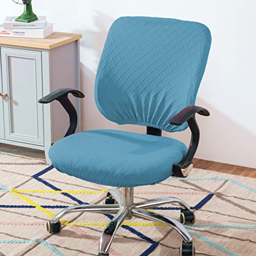 Sunnyway Office Chair Cover(Seat Cover And Back Cover Included) Removable Computer Chair Slipcover Elastic Stretchable Kitchen Chair Seat Cover Washable Dining Room Chair Protective Cover (Blue) #TOP4